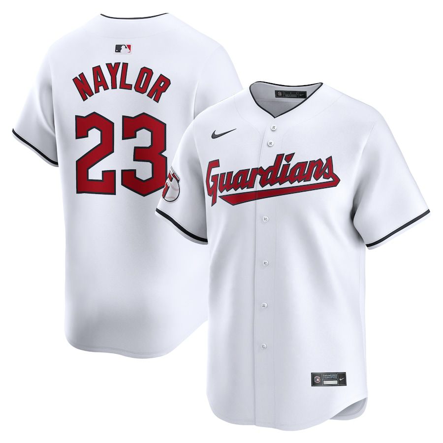 Men Cleveland Guardians #23 Bo Naylor Nike White Home Limited Player MLB Jersey